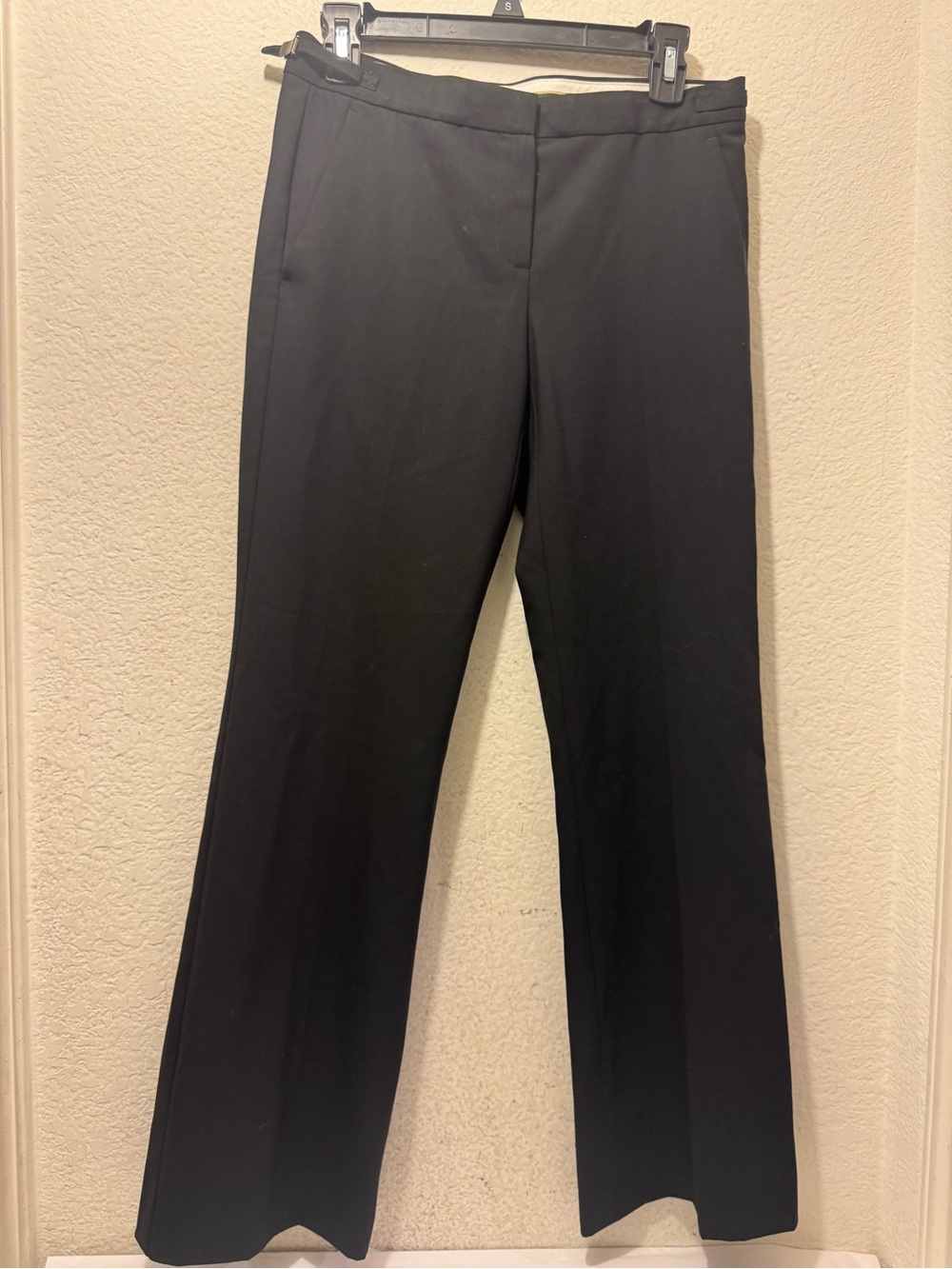 Theory Black Straight-Leg Dress Pants wool blend adjustable waist size 2